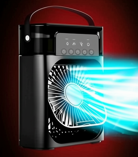hot background with freezebreeze fan cooling the air visibly 3 in 1 